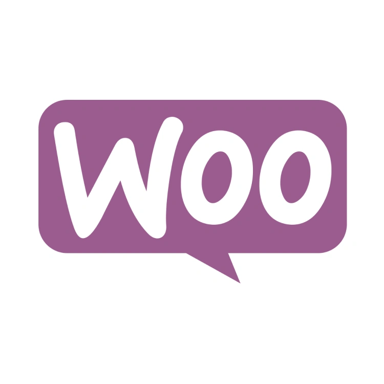 WooCommerce logo with purple “Woo” text bubble.