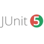 JUnit 5 logo with green and red circular design.
