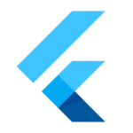 Flutter logo with stylized blue “F”.
