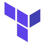Terraform logo in purple geometric blocks.