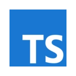 TypeScript logo with blue background and “TS” letters.
