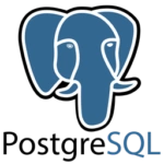 PostgreSQL logo with blue elephant head.