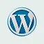 WordPress logo with blue circular “W”.